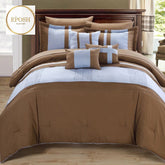 Luxury Pleated Duvet Set - Brown and Light Purple